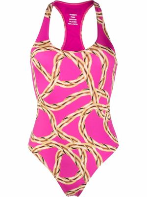 VETEMENTS chain-link print swimsuit - Pink