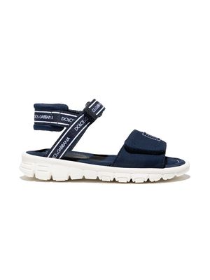 Dolce & Gabbana Kids logo-print touch-strap sandals - Blue