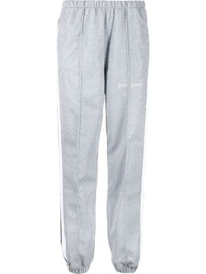 Palm Angels logo-embroidered glitter track trousers - Grey