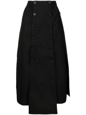 Rokh button detail panelled skirt - Black
