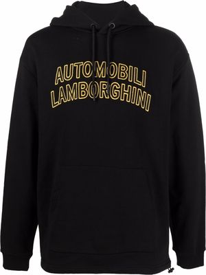 Automobili Lamborghini embroidered logo rib-trimmed hoodie - Black