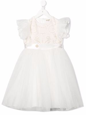 ELIE SAAB JUNIOR embroidered tulle-skirt party dress - White