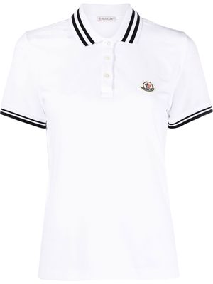 Moncler stripe-trim polo shirt - White