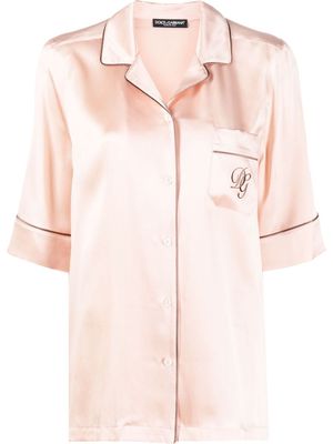 Dolce & Gabbana logo-embroidered pyjama-style shirt - Pink