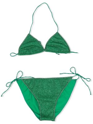 Oseree Kids metallic-effect bikini set - Green