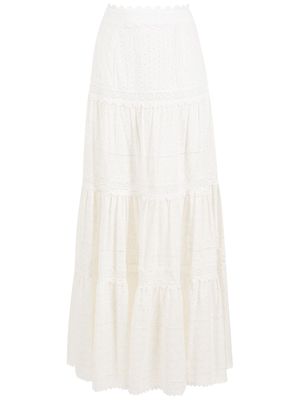 Martha Medeiros Lia broderie-anglaise tiered skirt - White