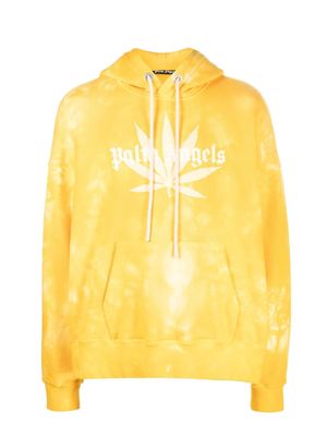 Palm Angels Leaf tie-dye logo-print hoodie - Yellow