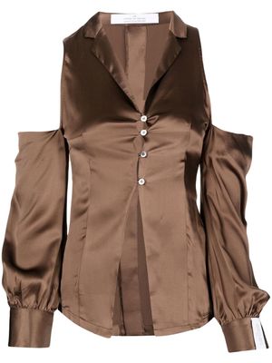 Rokh cut out shoulder blouse - Brown
