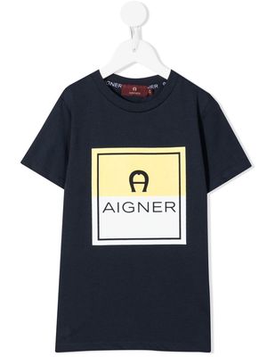 Aigner Kids logo-print short-sleeved T-shirt - Blue
