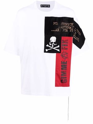 Mastermind Japan skull and crossbones slogan T-shirt - White