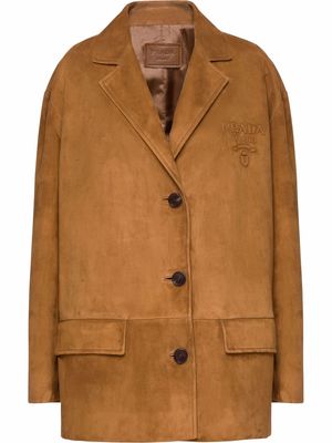 Prada single-breasted suede jacket - Brown