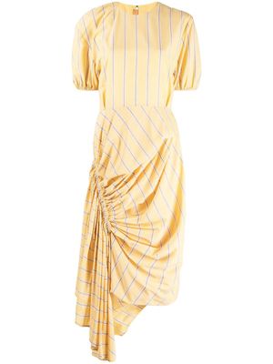 pushBUTTON striped asymmetric hem dress - Yellow