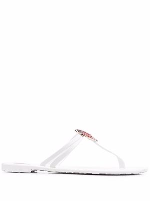 Love Moschino crystal-heart thong sandals - White