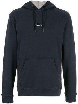 BOSS logo-print pullover hoodie - Blue