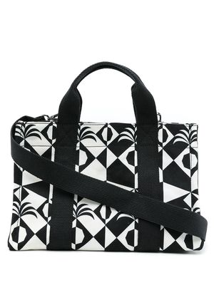 Blue Bird Shoes patterned two-tone tote bag - Black