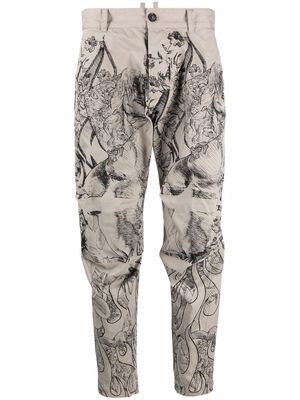 Dsquared2 graphic print chino trousers - Neutrals
