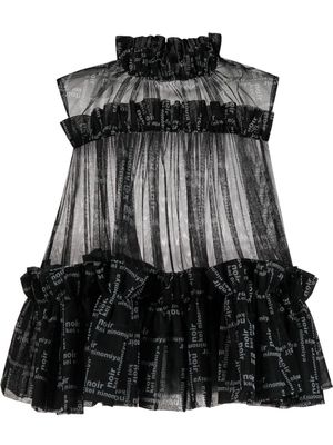 Comme Des Garçons Noir Kei Ninomiya logo-print ruffled tiered tulle top - Black