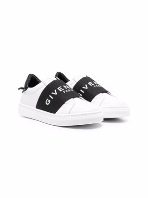 Givenchy Kids logo-strap leather sneakers - White
