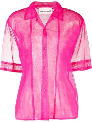 DES PHEMMES short-sleeve transparent shirt - Pink