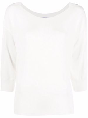 Malo fine-knit short-sleeve top - White