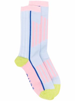 GANNI logo-print colour-block socks - Pink