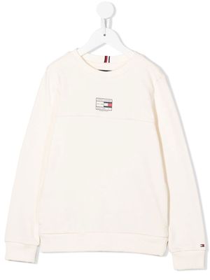 Tommy Hilfiger Junior logo-print organic-cotton sweatshirt - Neutrals