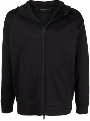Emporio Armani rear logo-patch hoodie - Black