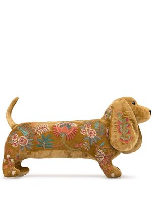 Anke Drechsel floral embroidered sausage dog - Gold