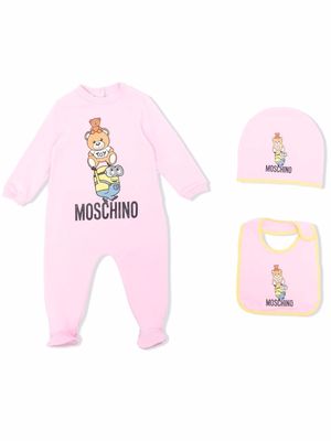 Moschino Kids Teddy Bear cotton romper - Pink