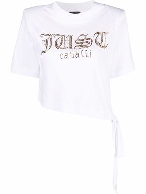 Just Cavalli rhinestone-logo cotton T-shirt - White