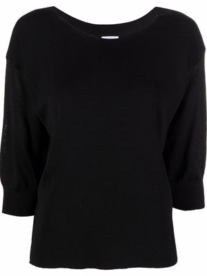Malo fine-knit short-sleeve top - Black