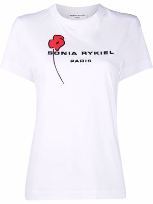 SONIA RYKIEL poppy-print short sleeved T-shirt - White