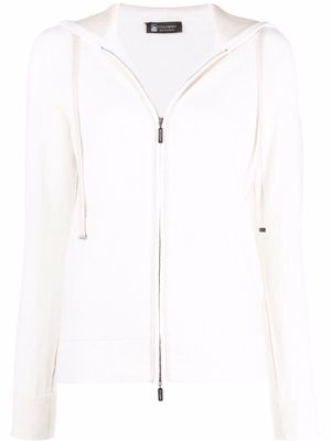 Colombo zip-up cashmere hoodie - White