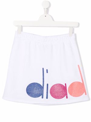 Diadora Junior TEEN logo-print flared skirt - White