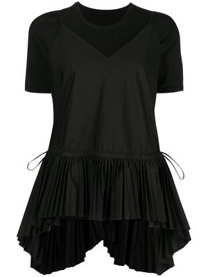 Juun.J pleated-hem T-shirt - Black