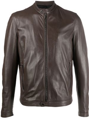 Tagliatore zipped biker jacket - Brown