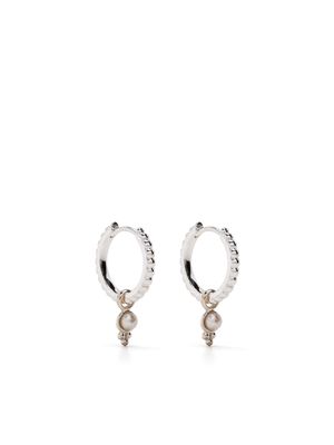 DOWER AND HALL Dotty Pearl charm hoops - Silver