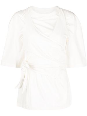 Feng Chen Wang asymmetric layered-detail T-shirt - White