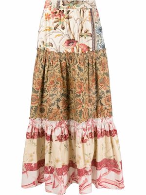 Pierre-Louis Mascia patchwork floral-print maxi skirt - Neutrals