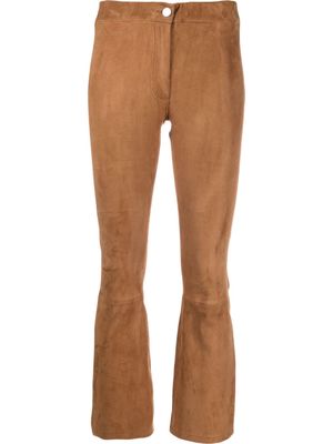 Arma cropped flared suede trousers - Brown