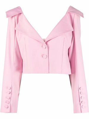 Rokh notched-collar cropped blouse - Pink