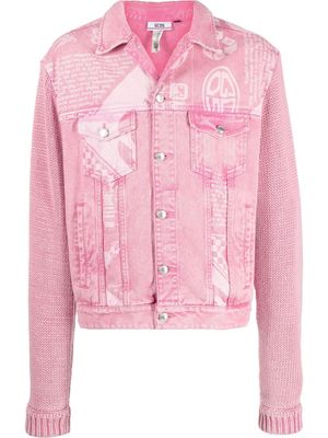 Gcds knitted-sleeve denim jacket - Pink