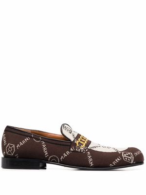 Marni monogram-knit loafers - Brown