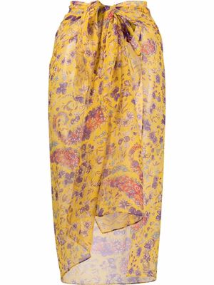 ETRO floral-print silk pareo - Yellow