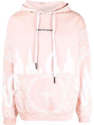 Vision Of Super flame-print cotton hoodie - Pink