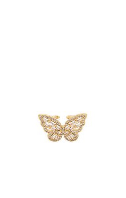 BRACHA Mini Iced Out Butterfly Ring in Metallic Gold.