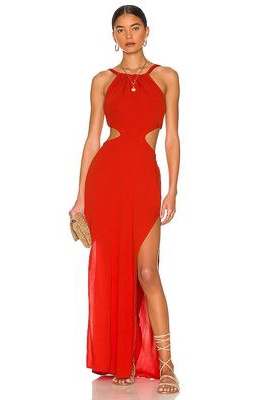 Indah Neomi Cutout Maxi Dress in Red