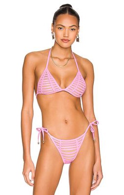 Beach Bunny Hard Summer Triangle Bikini Top in Pink