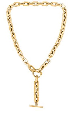 BRACHA Cameron Toggle Lariat Necklace in Metallic Gold.