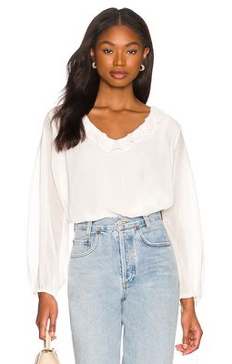 1. STATE Ruffle Neck Blouse in Ivory